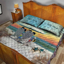 Load image into Gallery viewer, Personalized Beach Themed Quilt Set Custom Names for Couples