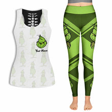 Load image into Gallery viewer, Personalized Grinch Hollow Tank Top & Leggings Gift for Women