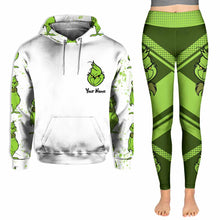 Load image into Gallery viewer, Personalized Grinch Hoodie and Leggings Set for Christmas