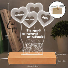 Load image into Gallery viewer, Personalized Ohana Shaped Plaque Light Base Custom Couple Gift