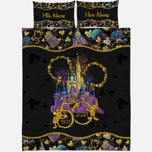Load image into Gallery viewer, Personalized 50th Anniversary Mouse Quilt Set for Couples