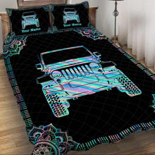 Load image into Gallery viewer, Personalized Jeep Quilt Set Custom Name Gift for Dad