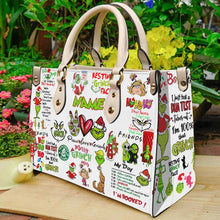 Load image into Gallery viewer, Personalized Christmas Leather Handbag with Grinch Design Gift for Her