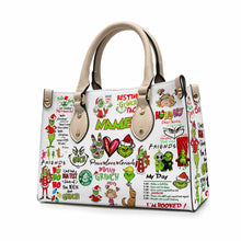 Load image into Gallery viewer, Personalized Christmas Leather Handbag with Grinch Design Gift for Her