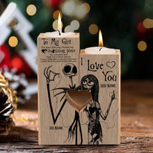 Load image into Gallery viewer, Personalized Tung Wood Candle Holder for Couples | Unique Love Gift