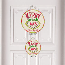 Load image into Gallery viewer, Personalized Grinch Christmas Round Wood Sign Custom Name Gift