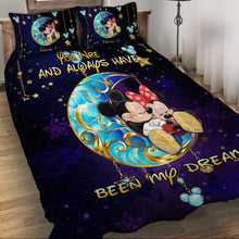 Load image into Gallery viewer, Personalized Couple Quilt Set with Mouse Design for Anniversary or Valentine's Day