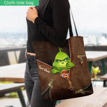 Load image into Gallery viewer, Personalized Grinch Christmas Tote Bag Custom Name Gift