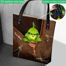 Load image into Gallery viewer, Personalized Grinch Christmas Tote Bag Custom Name Gift