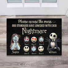 Load image into Gallery viewer, Personalized Nightmare Doormat with Custom Names for Halloween