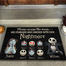 Load image into Gallery viewer, Personalized Nightmare Doormat with Custom Names for Halloween