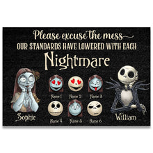 Load image into Gallery viewer, Personalized Nightmare Doormat with Custom Names for Halloween