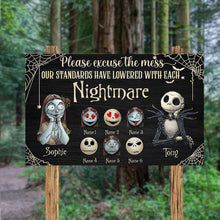 Load image into Gallery viewer, Personalized Nightmare Wood Sign Custom Names Unique Gift