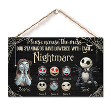 Load image into Gallery viewer, Personalized Nightmare Wood Sign Custom Names Unique Gift