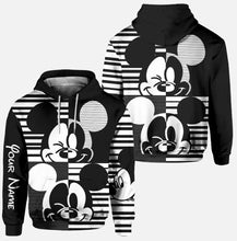 Load image into Gallery viewer, Personalized Black and White Mouse Hoodie and Leggings Set for Kids