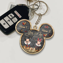 Load image into Gallery viewer, Custom Couple Keychain You & Me Mouse Shape Personalized Gift
