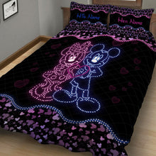 Load image into Gallery viewer, Personalized Mouse Ears Quilt Set for Couple | Custom Name Gift