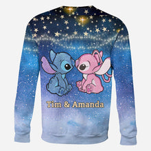Load image into Gallery viewer, Personalized Couple Ohana Hoodie Galaxy Print Custom Names Gift
