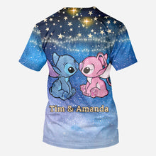 Load image into Gallery viewer, Personalized Couple Ohana Hoodie Galaxy Print Custom Names Gift