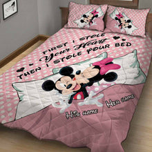 Load image into Gallery viewer, Personalized Minnie Mouse Quilt Set Custom Name Gift for Couples