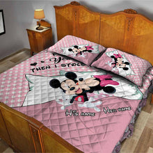 Load image into Gallery viewer, Personalized Minnie Mouse Quilt Set Custom Name Gift for Couples