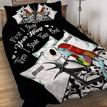 Load image into Gallery viewer, Personalized Nightmare Before Christmas Quilt Set with Custom Names for Couples