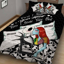 Load image into Gallery viewer, Personalized Nightmare Before Christmas Quilt Set with Custom Names for Couples