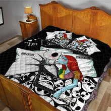 Load image into Gallery viewer, Personalized Nightmare Before Christmas Quilt Set with Custom Names for Couples