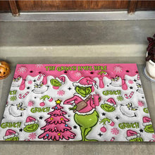 Load image into Gallery viewer, Personalized Grinch Christmas Doormat Custom Family Name