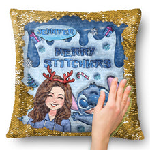 Load image into Gallery viewer, Personalized Sequin Pillow Cover Merry Christmas Gift for Mom