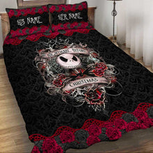 Load image into Gallery viewer, Personalized Nightmare Before Christmas Quilt Set with Roses for Couples