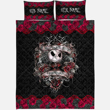 Load image into Gallery viewer, Personalized Nightmare Before Christmas Quilt Set with Roses for Couples
