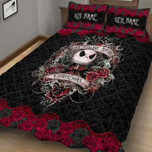 Load image into Gallery viewer, Personalized Nightmare Before Christmas Quilt Set with Roses for Couples