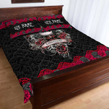 Load image into Gallery viewer, Personalized Nightmare Before Christmas Quilt Set with Roses for Couples