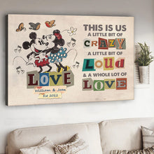 Load image into Gallery viewer, Personalized Disney Couple Canvas Print Custom Name Gift