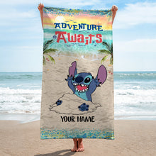 Load image into Gallery viewer, Personalized Ohana Beach Towel Custom Name Gift for Summer Fun
