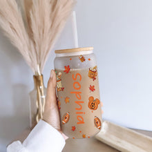 Load image into Gallery viewer, Personalized Fall Can Glass with Straw Custom Name Gift