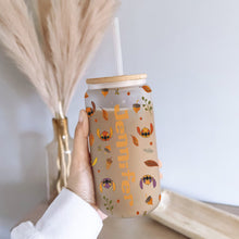 Load image into Gallery viewer, Personalized Ohana Glass Can with Straw Custom Name Gift for Fall