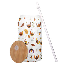 Load image into Gallery viewer, Personalized Ohana Glass Can with Straw Custom Name Gift for Fall