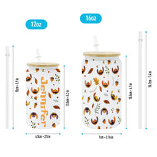 Load image into Gallery viewer, Personalized Ohana Glass Can with Straw Custom Name Gift for Fall