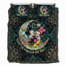 Load image into Gallery viewer, Personalized Mouse Quilt Set with Names - I Love You to the Moon and Back Gift