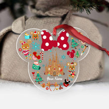 Load image into Gallery viewer, Personalized Christmas Mouse Transparent Ornament Custom Name Gift