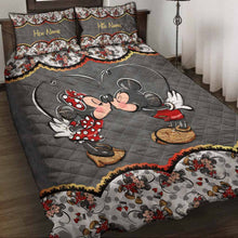 Load image into Gallery viewer, Personalized Mouse Quilt Set for Couples with Names - Cozy Gift