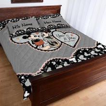 Load image into Gallery viewer, Personalized Mickey Mouse Quilt Set Custom Name Gift for Couples