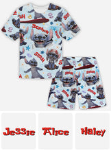 Load image into Gallery viewer, Personalized Kid T-Shirt & Shorts Set Cute Blue Alien Gift