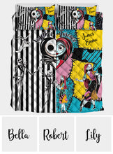 Load image into Gallery viewer, Personalized Nightmare Before Christmas Quilt Set Custom Names Gift for Couples