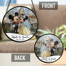 Load image into Gallery viewer, Personalized Mouse Couple Stained Glass Suncatcher Gift
