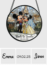 Load image into Gallery viewer, Personalized Mouse Couple Stained Glass Suncatcher Gift