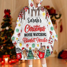 Load image into Gallery viewer, Personalized Christmas Movie Watching Blanket Hoodie Gift