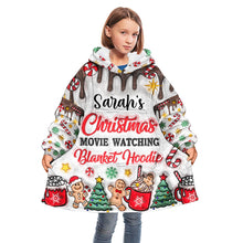 Load image into Gallery viewer, Personalized Christmas Movie Watching Blanket Hoodie Gift